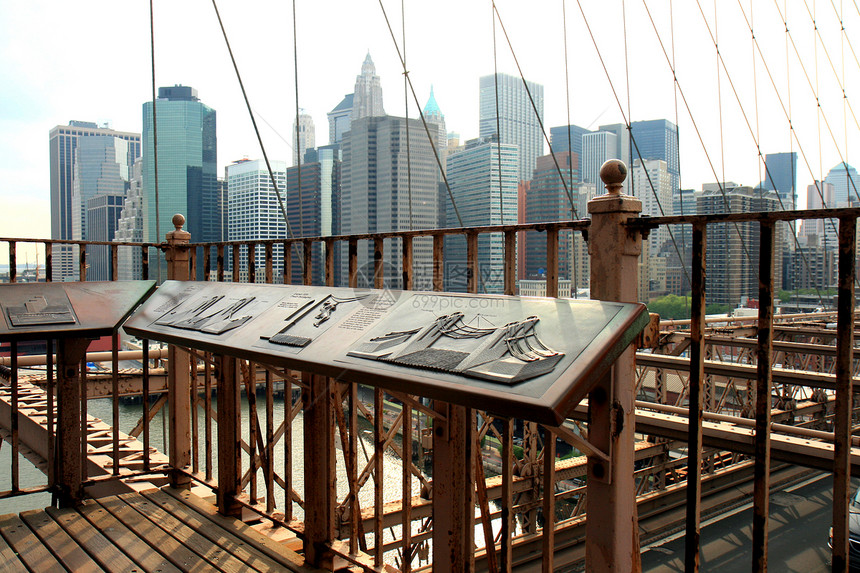 著名的布鲁克林桥石头城市电缆游客吸引力市中心人行道穿越天气建筑学图片