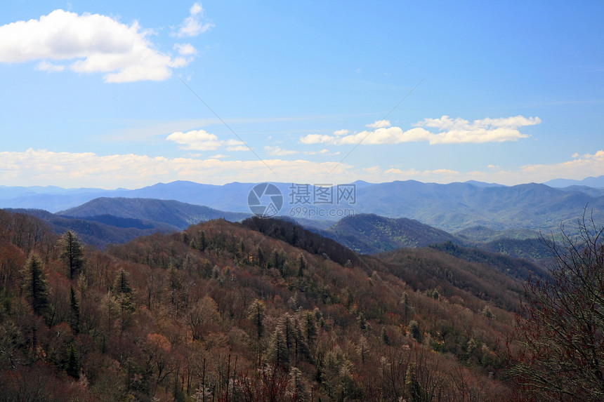 烟雾山区国家公园森林生态顶峰远足疾病旅游松树公园季节背包图片