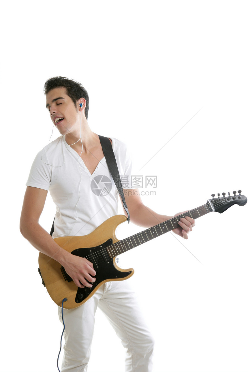 音乐家青年演奏电吉他星星男人艺术家喜悦活力工作室明星音乐吉他流行音乐图片