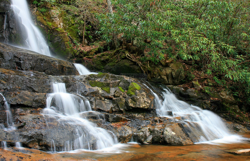 劳蕾尔瀑布在斯莫基山脉NP国家公园桂冠巨石林地踪迹溪流环境瀑布山脉图片