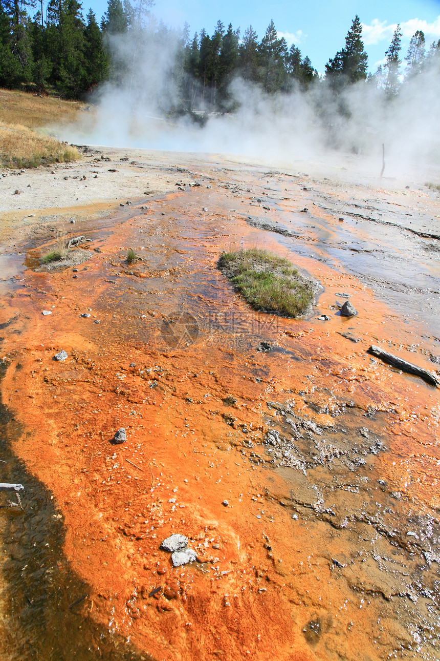 黄石公园下盖泽河流域蒸汽荒野国家地形火山力量旅行阳光场景地标图片