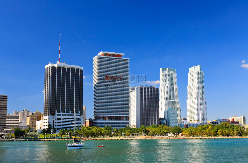 迈阿密市中心高楼大楼海岸建筑摩天大楼港口商业办公室景观市中心建筑学海湾图片