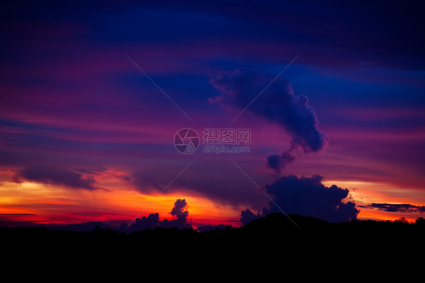 哥斯达黎加日落湿度水平天气天空多云风景丛林远景地平线环境图片