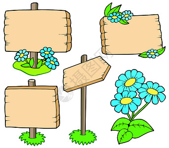 带花朵收集的木制桌桌背景图片
