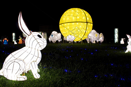 兔子月球为月月节寻找月亮的兔子灯笼背景