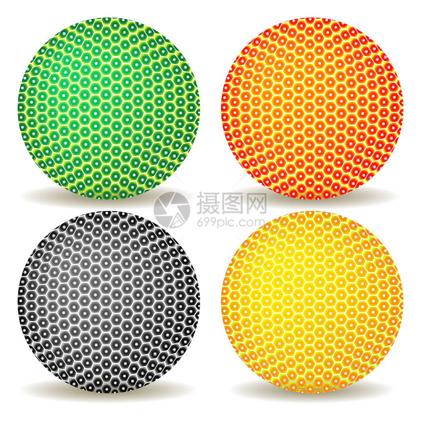 彩色球对白青色光谱黄色灰色蓝色标识红色按钮六边形圆形图片