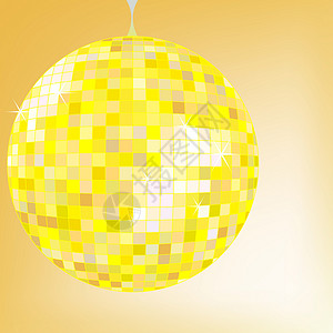 黄色迪斯科球黄装饰品乐趣音乐圆圈插图玻璃俱乐部舞蹈镜子派对背景图片