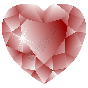 水晶钻石心心脏形状红宝石对白火花插图石头婚姻岩石珠宝折射反射宝藏玻璃背景