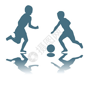 儿童踢足球剪影跑步孩子们插图角落惩罚青少年孩子冠军卡片背景