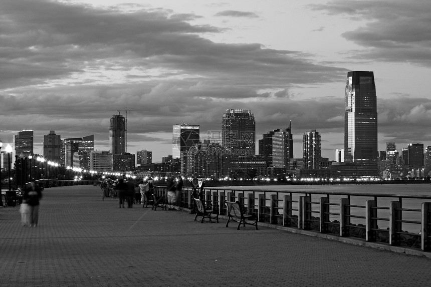 纽约市的天际商业自由中心阴影地标风景电影帝国景观码头图片