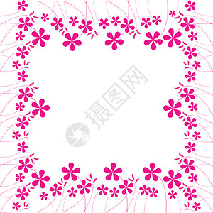 粉红花叶卷曲创造力叶子白色季节曲线粉色植物插图卡片背景图片