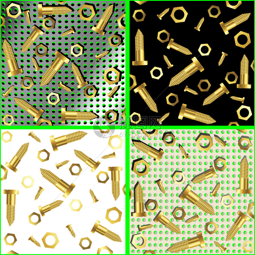 螺螺螺和坚果的成分铆钉抛光指甲黄色盘子铭牌建造工业金属测量图片