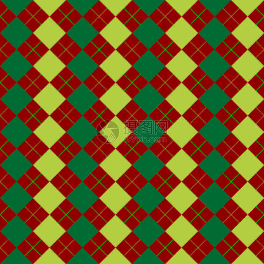 绿色和红色混合毛衣墙纸纤维钻石棋盘格子丑角毯子羊毛围巾材料图片