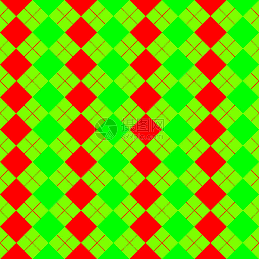 红色和绿色混合毛衣插图针织围巾检查格子钻石材料羊毛毯子纤维图片