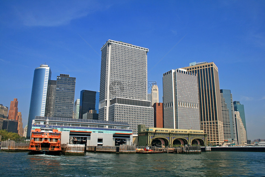 纽约市的天际地标城市建筑帝国市中心反射风景都市吸引力中心图片