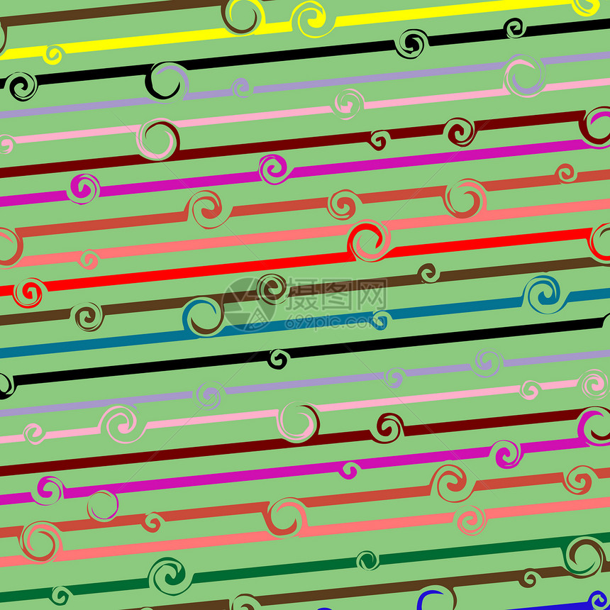 波动黄色条纹漩涡曲线墙纸文化活力绘画绿色卷曲图片