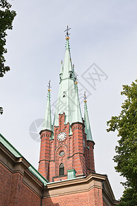 克拉拉教堂位于斯德哥尔摩中部的克拉拉基尔卡教堂日光天空宗教教会大教堂建筑背景