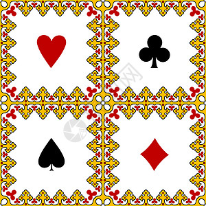 扑克图案游戏牌符号框架作品财富黑桃三叶草游戏白色冒险菱形钻石背景