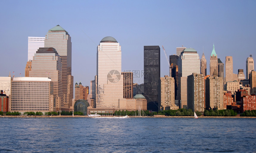 曼哈顿天线办公室城市日落自由国家出租车地标建筑学旅行海港图片