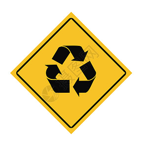 回收道路标志牌绿色环境路标生态钻石白色背景图片