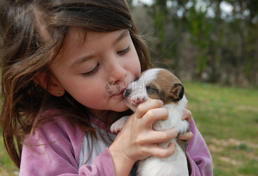小女孩和小狗狗女孩友谊婴儿动物白色伴侣宠物新生儿小狗图片