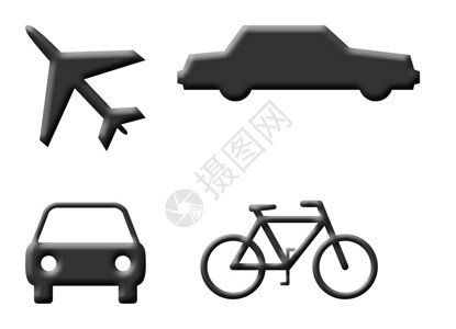 传输图标剪影黑色车辆飞机自行车纽扣发动机插图背景图片