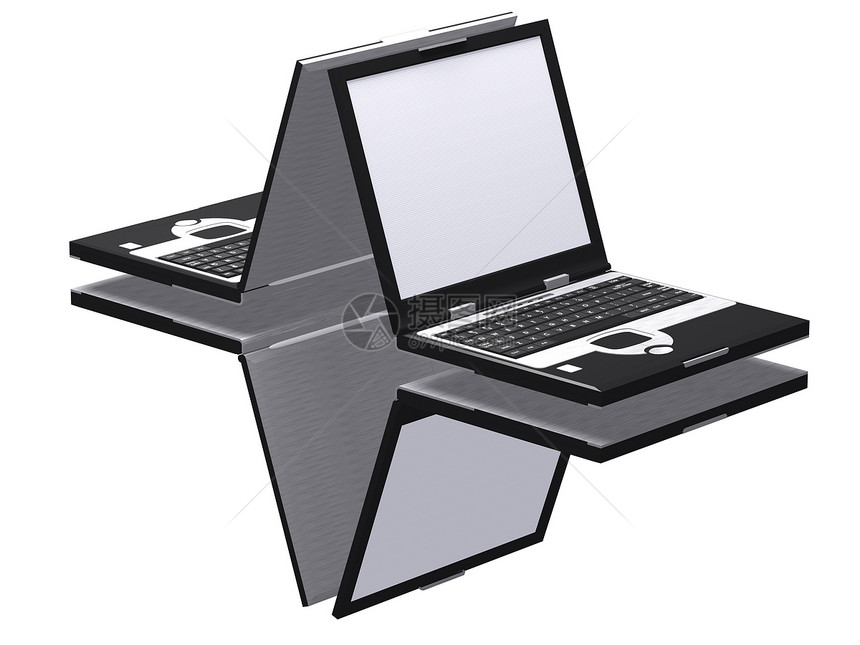 空白笔记本电脑技术剪裁监视器钥匙工作白色屏幕电子展示办公室图片