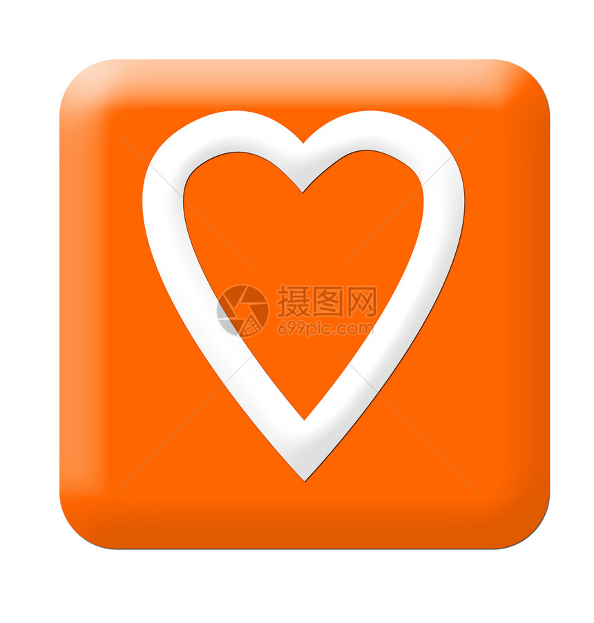 爱心按钮圆形正方形白色角落网络橙子互联网图片