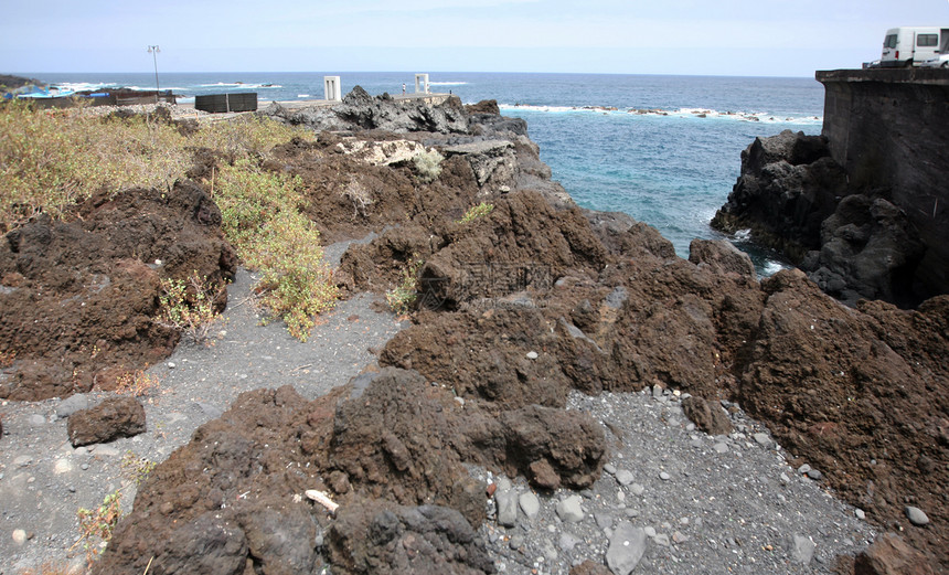 加那利群岛边缘岩石海洋波浪利岛海岸火山图片