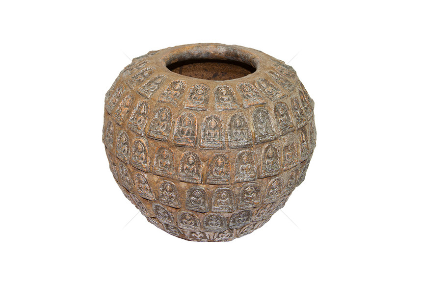 尘土上的佛祖陶瓷花瓶黏土陶罐棕色制品手工陶器艺术圣物图片