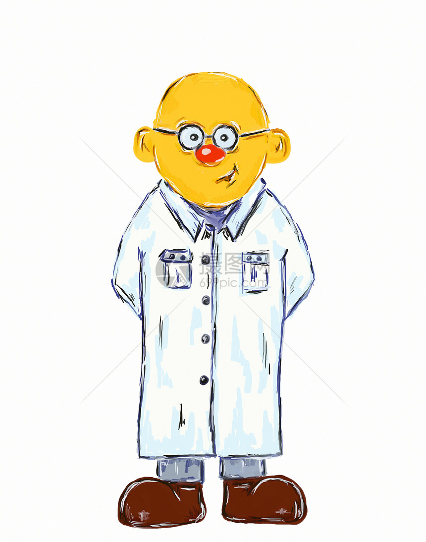 教授科学家研究员外套微笑插图老师实验室漫画眼镜化学家图片