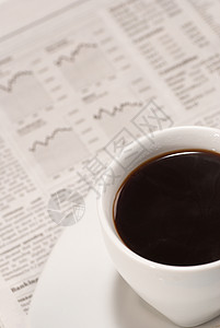 上午财政新闻 金融新闻打印市场咖啡文档报纸飞碟经济早餐商业报告背景图片