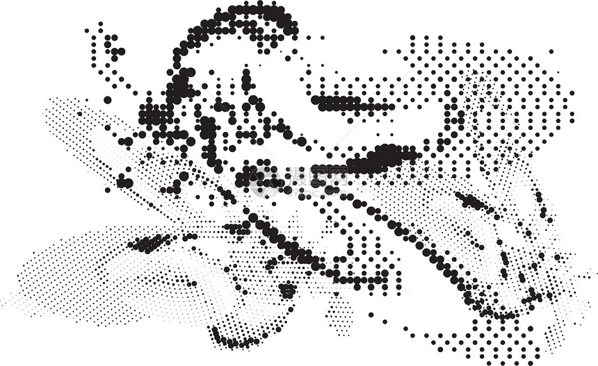 半色调插图收藏黑色圆圈复古绘图计算机白色复兴曲线图片