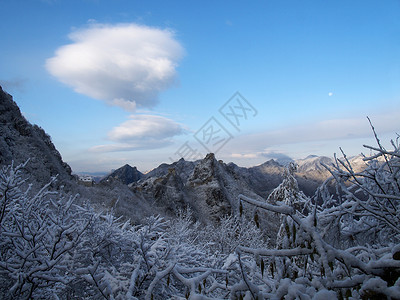 长城地标国际历史石头蓝色背景图片