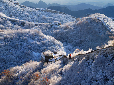 长城国际历史地标蓝色石头背景图片