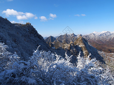 长城国际历史蓝色地标石头背景图片