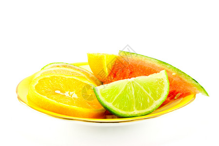 黄板上的柑橘水果背景图片