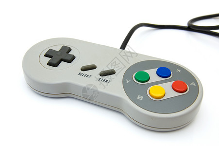 游戏控制器灰色青年乐趣手柄软垫控制闲暇视频电子游戏白色背景图片