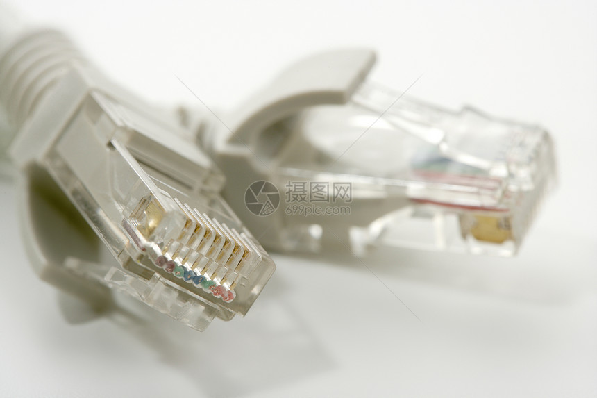 电子连接电缆Energynetrj45技术绳索男性力量港口互联网电脑宏观插头白色图片