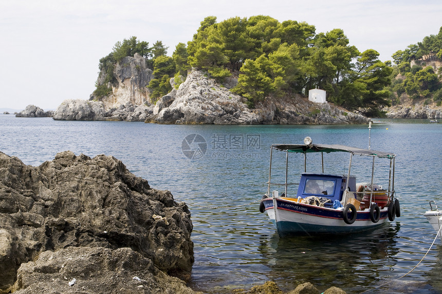 帕尔加希腊风景娱乐爬坡海岸线异国海景绿色天空旅行假期图片