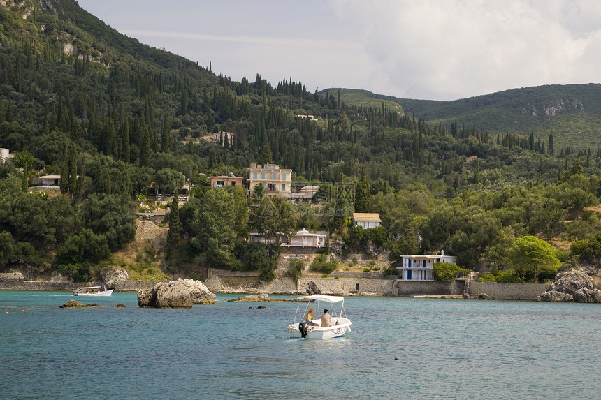 科孚希腊支撑目的地旅游岩石娱乐阳光蓝色风景避暑胜地国家图片