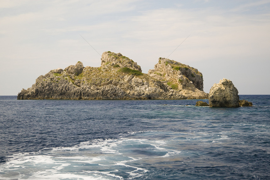 科孚希腊假期目的地蓝色异国场景旅行娱乐风景岩石支撑图片