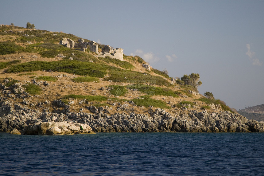 希腊石灰石目的地场景绿色支撑娱乐旅游海岸线岩石异国图片