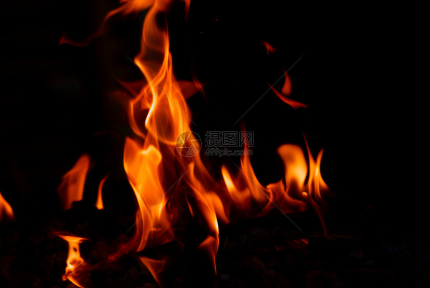 红火黑色红色焦点燃烧烧烤图片