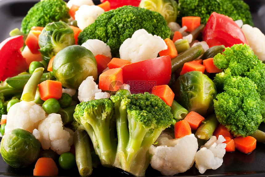 蔬菜萝卜豆芽营养品细绳沙拉食物小吃团体营养菜花图片