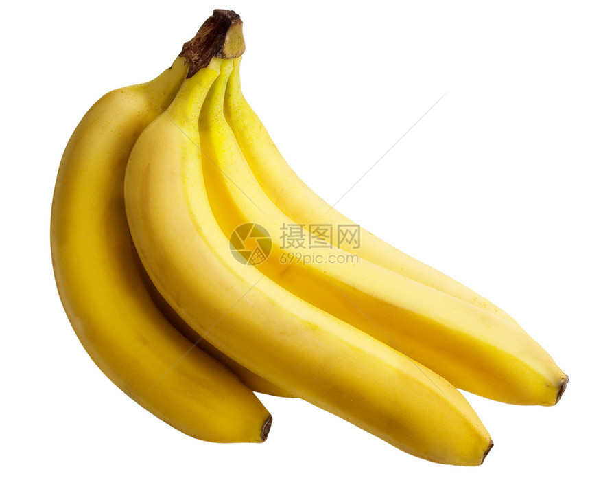 孤立的黄熟黄香蕉小吃早餐营养食物白色水果热带宏观黄色图片