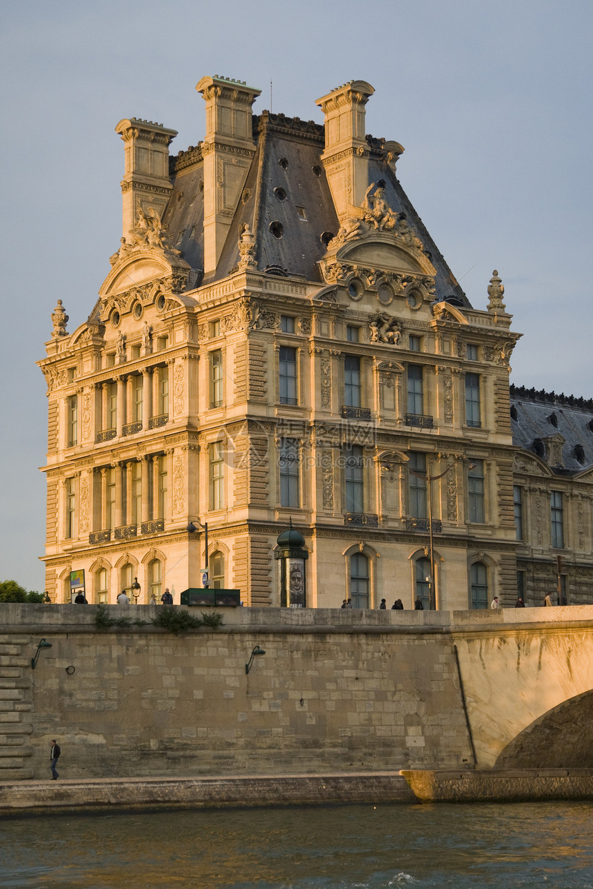 巴黎和塞纳河目的地地方蓝色旅游河岸文化天空都市城市生活日落图片