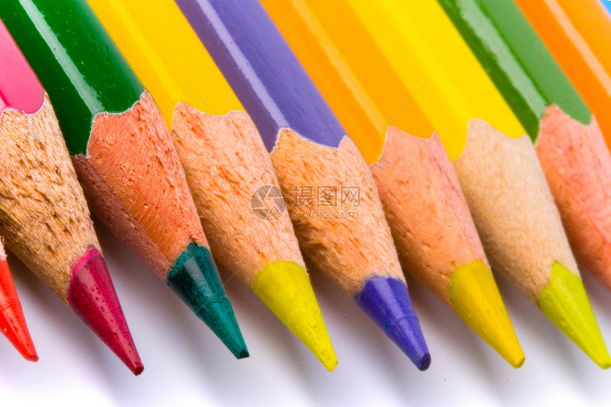 彩色铅笔团体幼儿园孩子们窗饰孩子教育工具木头调色板蓝色图片