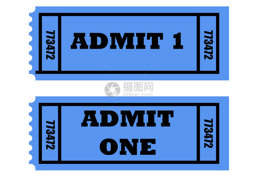 接受一张机票售票处入口矩形穿孔数字白色音乐会蓝色插图准入图片