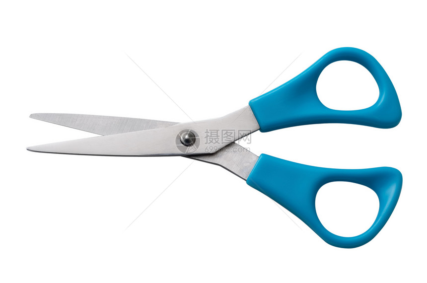 分离的剪刀蓝色工作金属白色切割工具小路发型图片